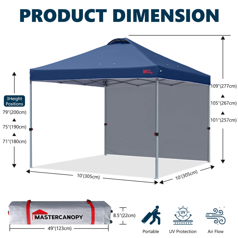 Load image into Gallery viewer, Leisure Sports Durable Ez Pop-Up Canopy Tent with One Sidewall - 8x8, 10x10, 12x12