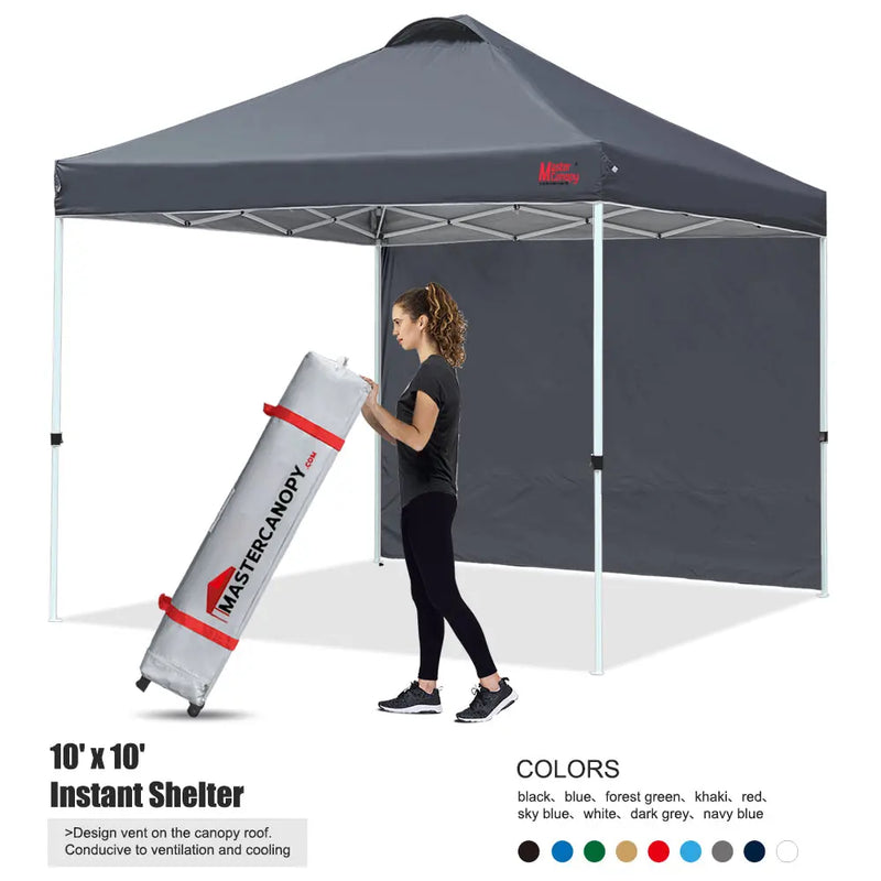 Load image into Gallery viewer, Leisure Sports Durable Ez Pop-Up Canopy Tent with One Sidewall - 8x8, 10x10, 12x12