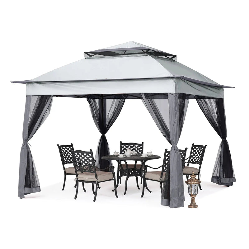 Load image into Gallery viewer, 11x11 Patio Gazebo Outdoor Pop Up Gazebo with Mesh Walls