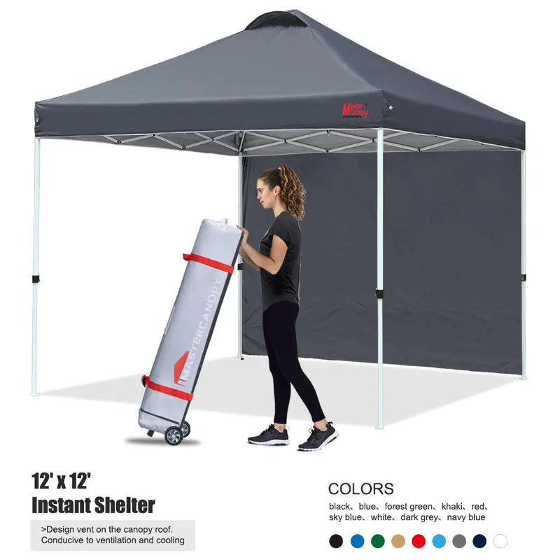 Load image into Gallery viewer, Leisure Sports Durable Ez Pop-Up Canopy Tent with One Sidewall - 8x8, 10x10, 12x12