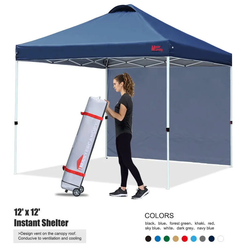 Load image into Gallery viewer, Leisure Sports Durable Ez Pop-Up Canopy Tent with One Sidewall - 8x8, 10x10, 12x12