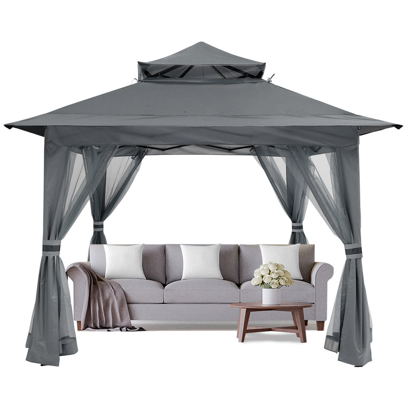 Load image into Gallery viewer, 13x13 Patio Gazebo Outdoor Pop Up Gazebo with Mesh Walls