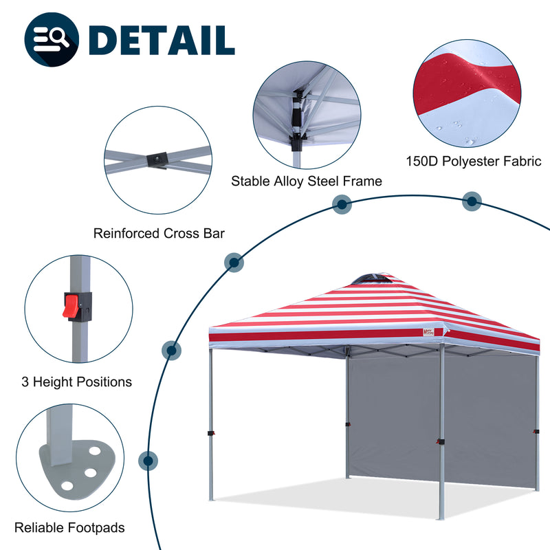 Load image into Gallery viewer, Leisure Sports Durable Ez Pop-Up Canopy Tent with One Sidewall - 8x8, 10x10, 12x12