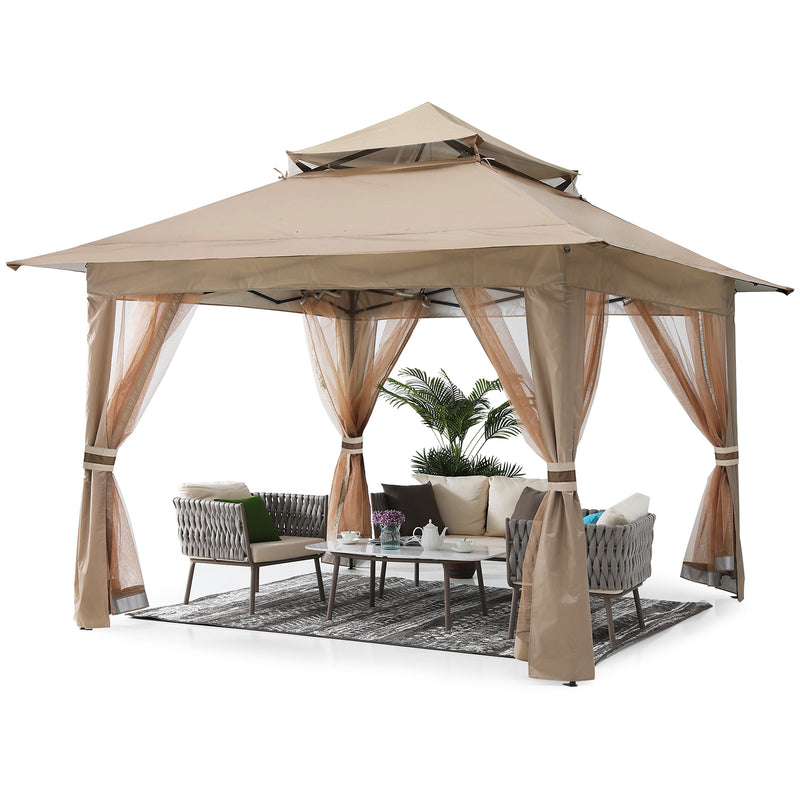 Load image into Gallery viewer, 13x13 Patio Gazebo Outdoor Pop Up Gazebo with Mesh Walls
