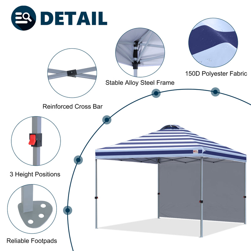 Load image into Gallery viewer, Leisure Sports Durable Ez Pop-Up Canopy Tent with One Sidewall - 8x8, 10x10, 12x12