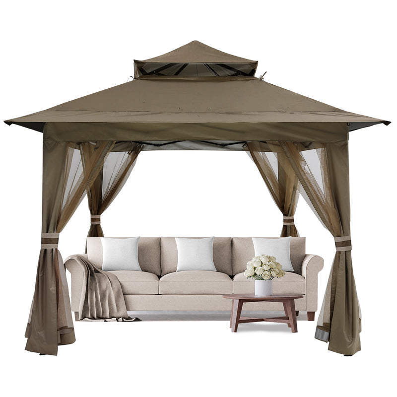 Load image into Gallery viewer, 13x13 Patio Gazebo Outdoor Pop Up Gazebo with Mesh Walls