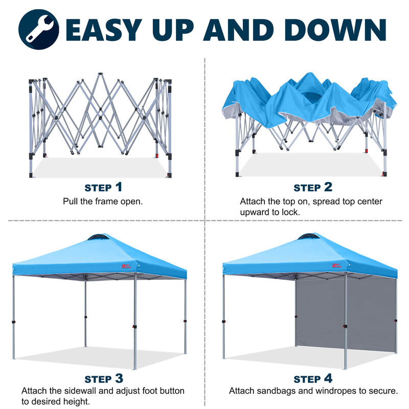 Load image into Gallery viewer, Leisure Sports Durable Ez Pop-Up Canopy Tent with One Sidewall - 8x8, 10x10, 12x12