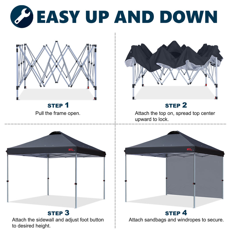 Load image into Gallery viewer, Leisure Sports Durable Ez Pop-Up Canopy Tent with One Sidewall - 8x8, 10x10, 12x12