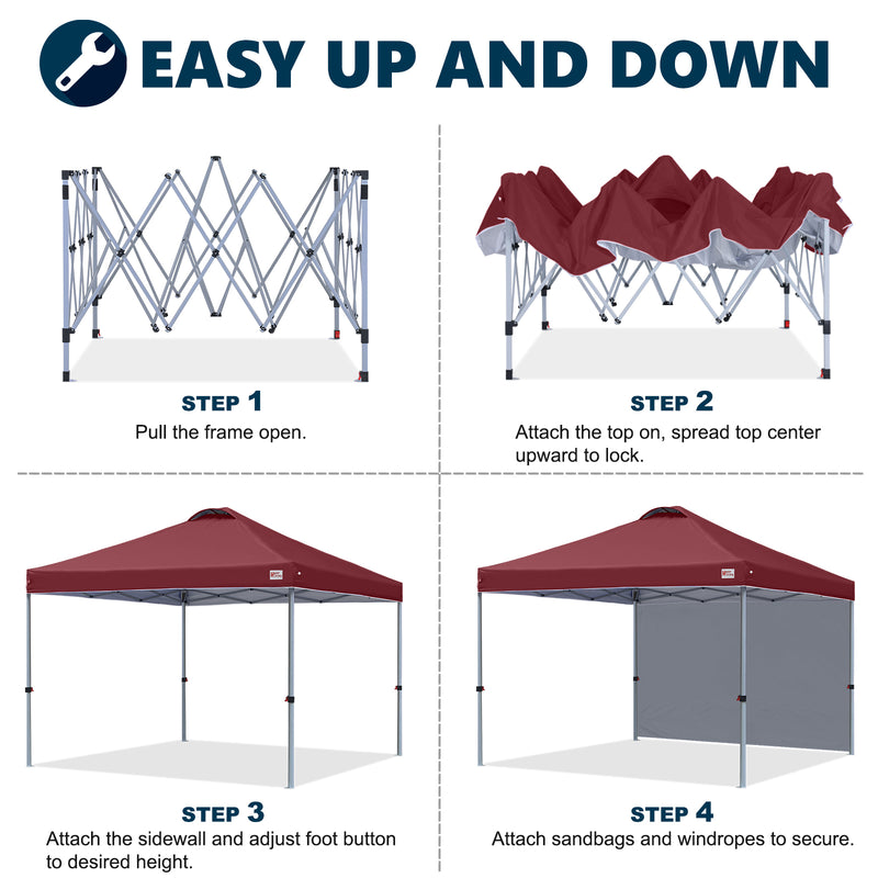 Load image into Gallery viewer, Leisure Sports Durable Pop-Up Canopy Tent with Sidewall - 8x8, 10x10