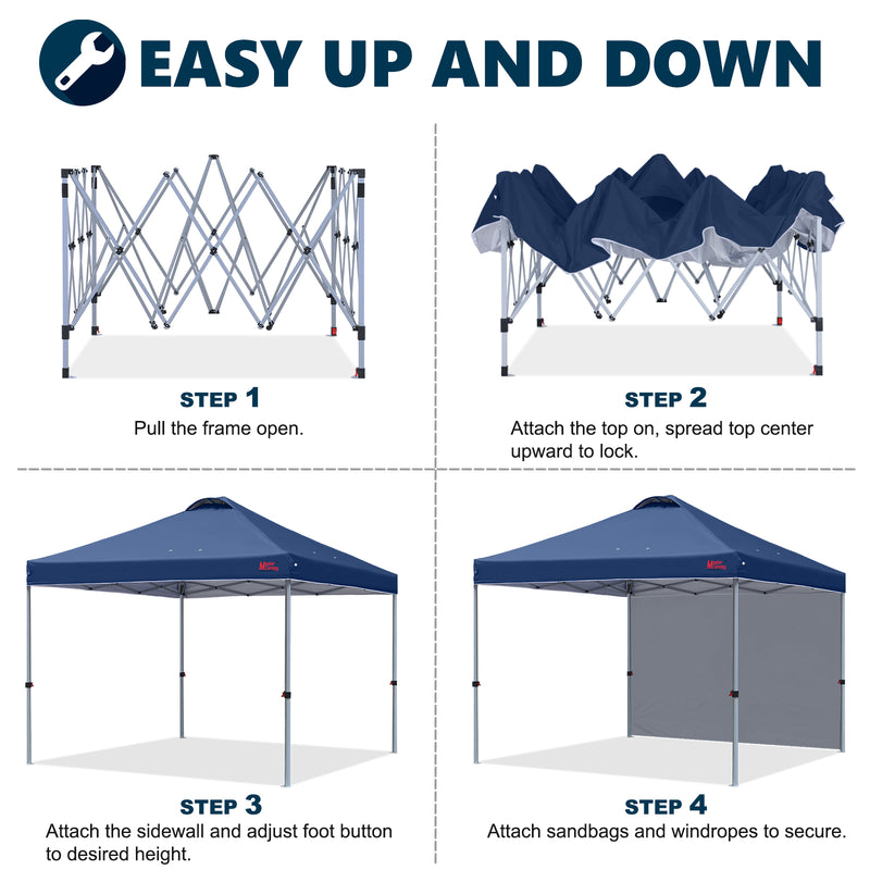 Load image into Gallery viewer, Leisure Sports Durable Ez Pop-Up Canopy Tent with One Sidewall - 8x8, 10x10, 12x12