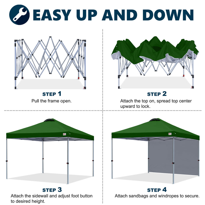 Load image into Gallery viewer, Leisure Sports Durable Pop-Up Canopy Tent with Sidewall - 8x8, 10x10