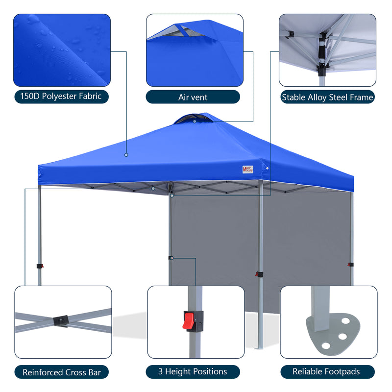 Load image into Gallery viewer, Leisure Sports Durable Ez Pop-Up Canopy Tent with One Sidewall - 8x8, 10x10, 12x12