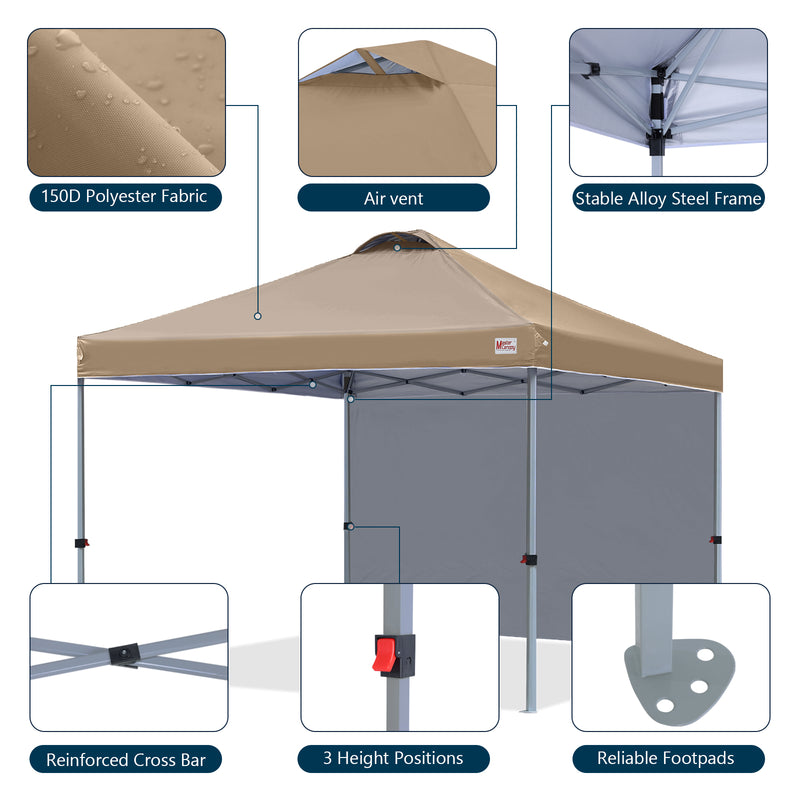 Load image into Gallery viewer, Leisure Sports Durable Ez Pop-Up Canopy Tent with One Sidewall - 8x8, 10x10, 12x12