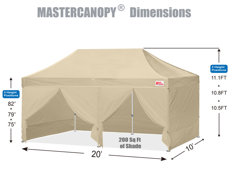 Load image into Gallery viewer, Mastercanopy Lite-30 Commercial Canopy Tent with Sidewalls - 10x10, 10x15, 10x20