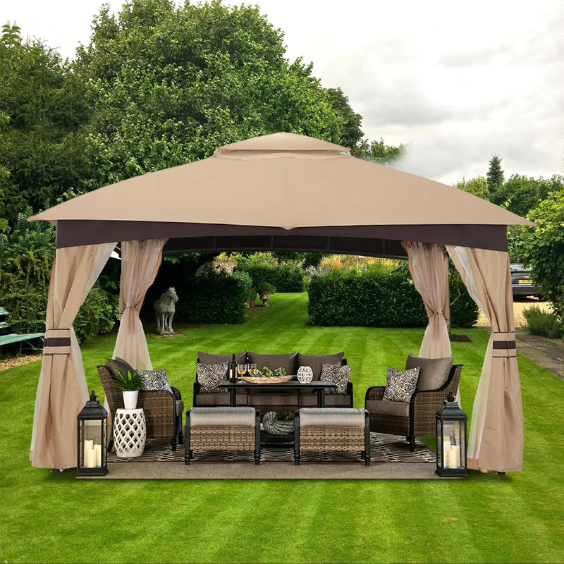 Load image into Gallery viewer, 8x8/10x10/10x12 Outdoor Patio Garden Gazebo with Steel Farme and Netting Walls