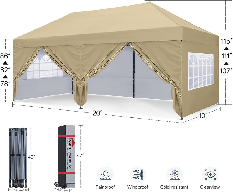 Load image into Gallery viewer, Leisure Sports Pop-Up Canopy Tent with Church Window Sidewalls - 10x10, 10x20