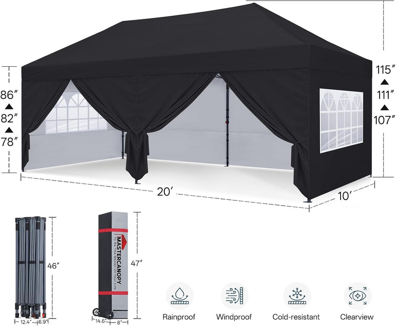 Load image into Gallery viewer, Leisure Sports Pop-Up Canopy Tent with Church Window Sidewalls - 10x10, 10x20