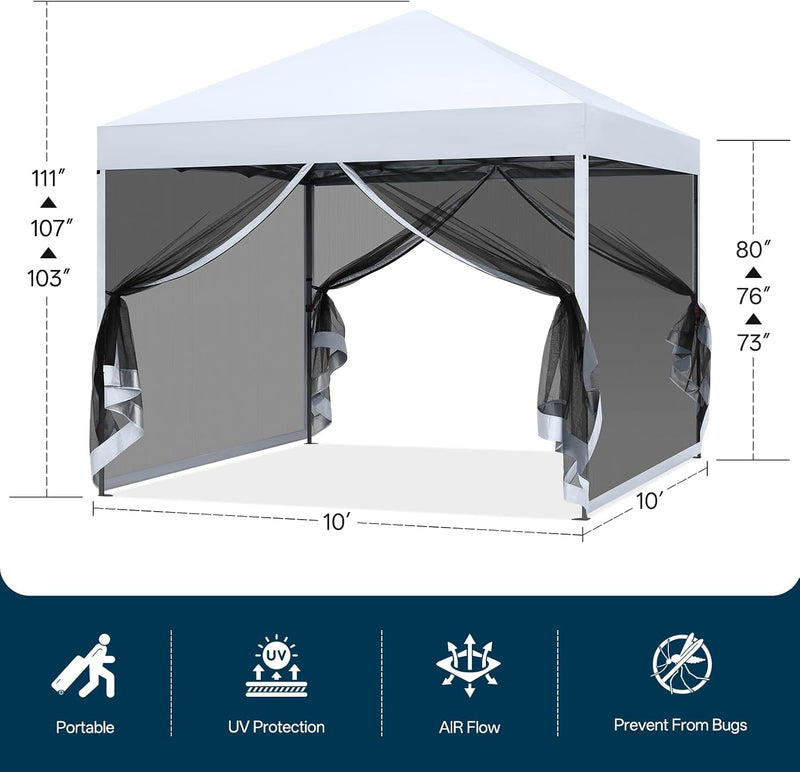 Load image into Gallery viewer, Leisure Sports Pop-Up Easy Setup Outdoor Canopy Tent with Netting Screen Walls - 8x8, 10x10
