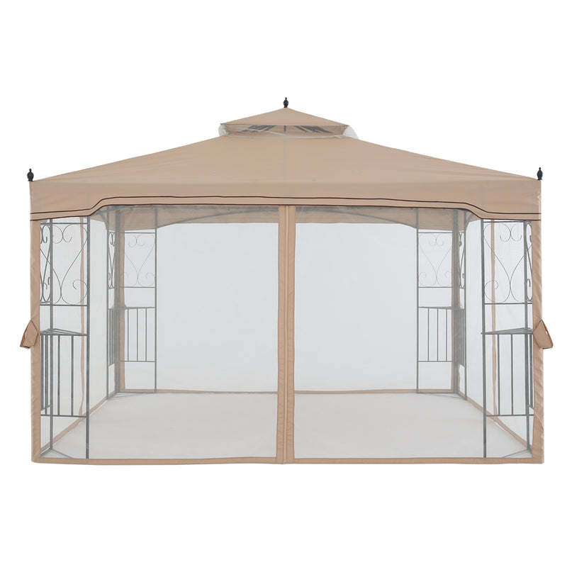 Load image into Gallery viewer, 10x10/10x12 Patio Outdoor Gazebo with Netting Screen Walls and Corner Shelf Design