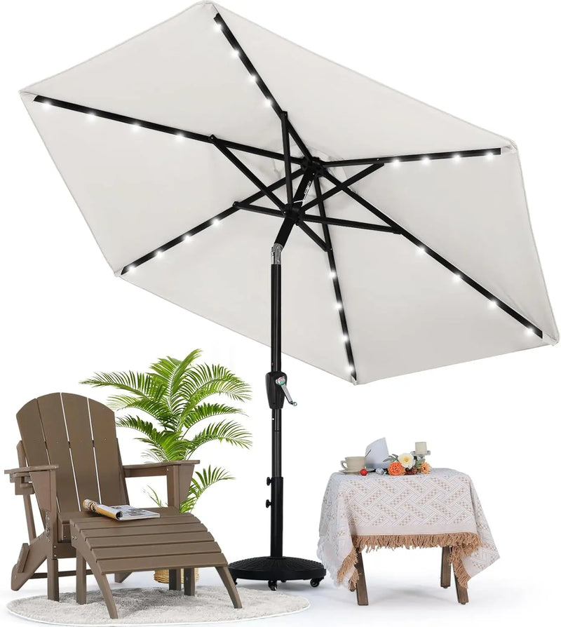 Load image into Gallery viewer, MASTERCANOPY Patio Umbrella with 32 Solar LED Lights 6/8 Ribs-CA