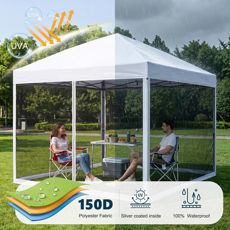 Load image into Gallery viewer, Leisure Sports Pop-Up Easy Setup Outdoor Canopy Tent with Netting Screen Walls - 8x8, 10x10