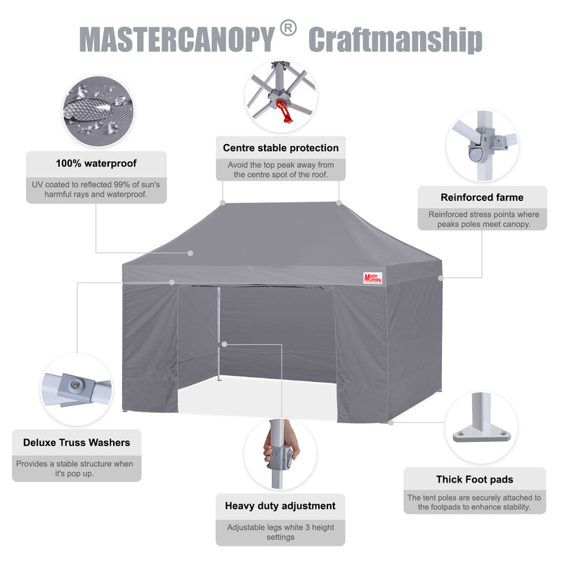 Load image into Gallery viewer, Mastercanopy Lite-30 Commercial Canopy Tent with Sidewalls - 10x10, 10x15, 10x20