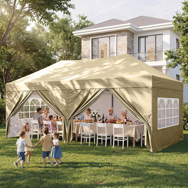 Load image into Gallery viewer, Leisure Sports Pop-Up Canopy Tent with Church Window Sidewalls - 10x10, 10x20