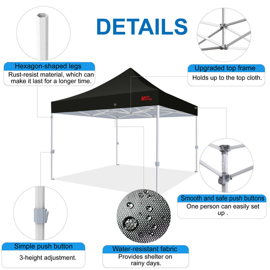 Mastercanopy Core-35 Premium Heavy Duty Instant Canopy Tent - 10x10, 10x15, 10x20
