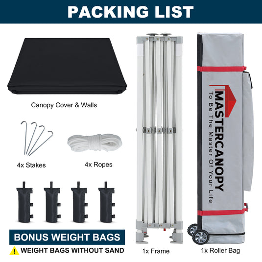 Mastercanopy Core-35 Premium Heavy Duty Instant Canopy Tent with Sidewalls - 10x10, 10x15, 10x20