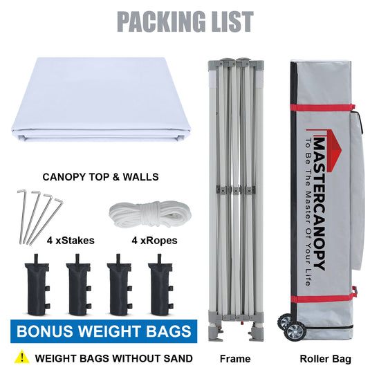 Mastercanopy Lite-30 Commercial Canopy Tent with Sidewalls - 10x10, 10x15, 10x20