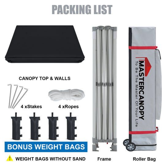Mastercanopy Lite-30 Commercial Canopy Tent with Sidewalls - 10x10, 10x15, 10x20