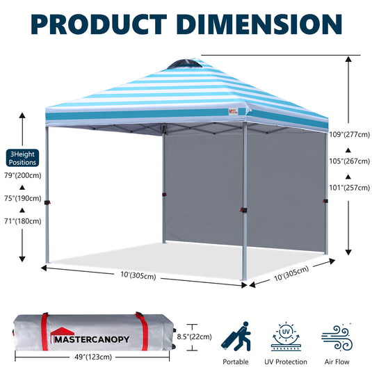 Leisure Sports Durable Pop-Up Canopy Tent with Sidewall - 8x8, 10x10