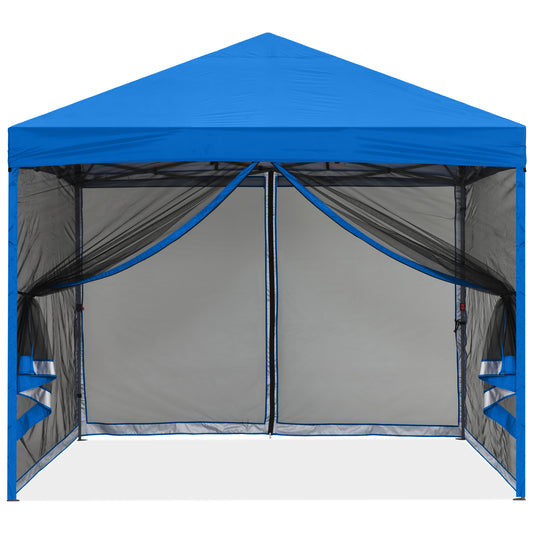 Leisure Sports Pop-Up Easy Setup Outdoor Canopy Tent with Netting Screen Walls - 8x8, 10x10