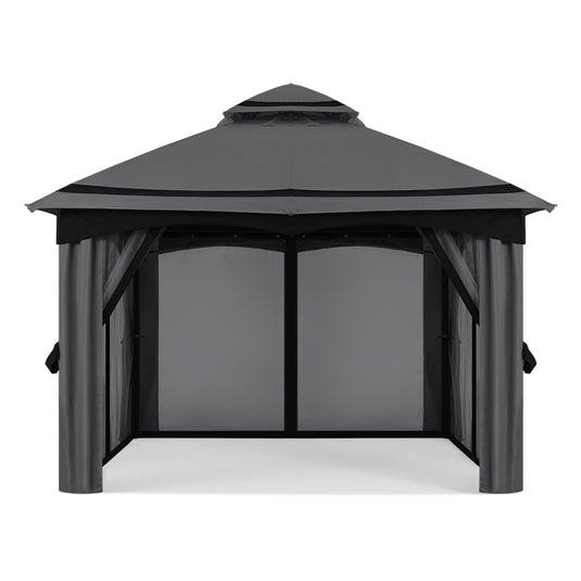 8x8/10x10/10x12 Outdoor Double Soft-Top Patio Gazebo with Mosquito Netting