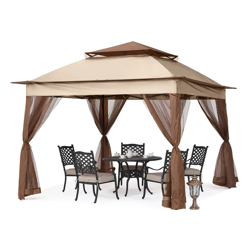 Load image into Gallery viewer, 11x11 Patio Gazebo Outdoor Pop Up Gazebo with Mesh Walls

