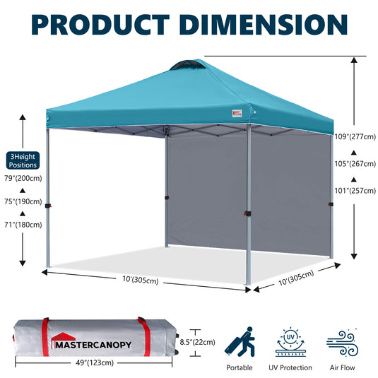 Leisure Sports Durable Pop-Up Canopy Tent with Sidewall - 8x8, 10x10