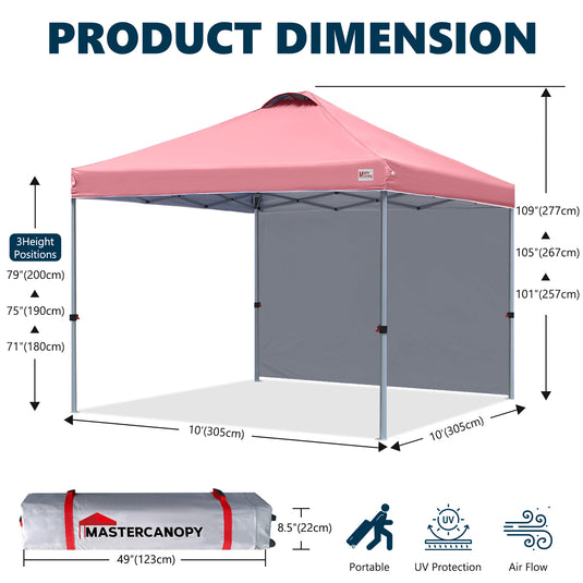 Leisure Sports Durable Pop-Up Canopy Tent with Sidewall - 8x8, 10x10