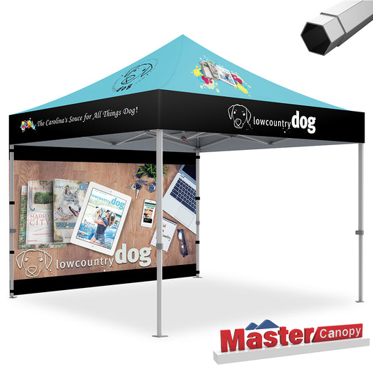 Mastercanopy Lite-30/Core-35 Custom Canopy Tent 10x10 Deluxe Easy Pop‑up Personalized with Back Wall