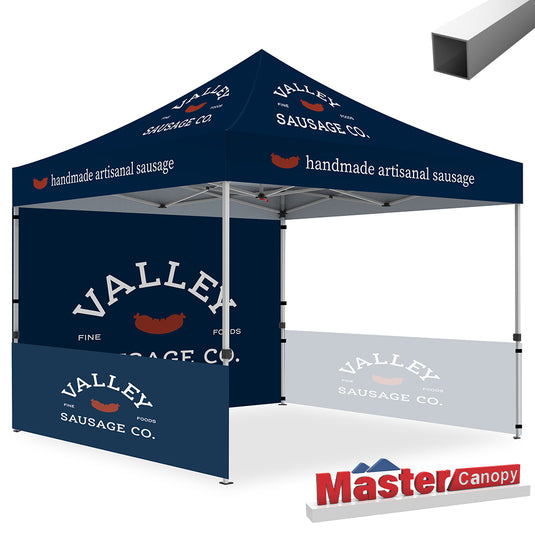 Mastercanopy Lite-30/Core-35 Custom Canopy Tent 10x10 Heavy Duty with 1 Back Wall & 2 Half Walls