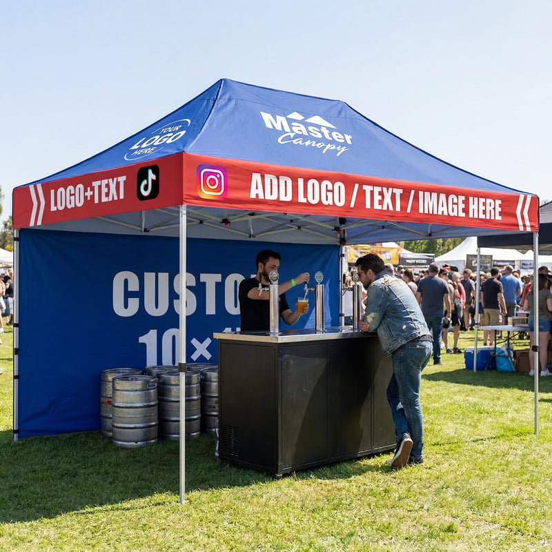 Load image into Gallery viewer, Mastercanopy Lite-30 Commercial Custom Canopy Tent 10x15 Easy Pop‑up Personalized
