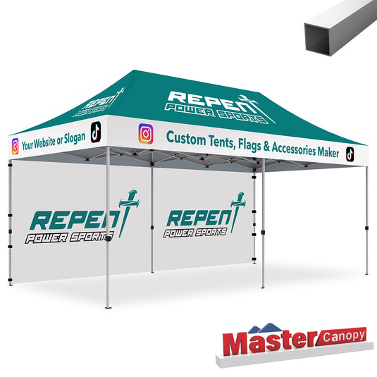 Mastercanopy Lite-30 Custom Canopy Tent Deluxe Easy Pop‑up Personalized 10x10, 10x15, 10x20