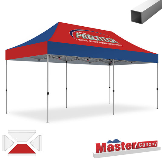 Mastercanopy Lite-30 Custom Canopy Tent Deluxe Easy Pop‑up Personalized 10x10, 10x15, 10x20