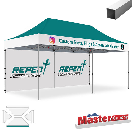Mastercanopy Lite-30 Custom Canopy Tent Deluxe Easy Pop‑up Personalized 10x10, 10x15, 10x20