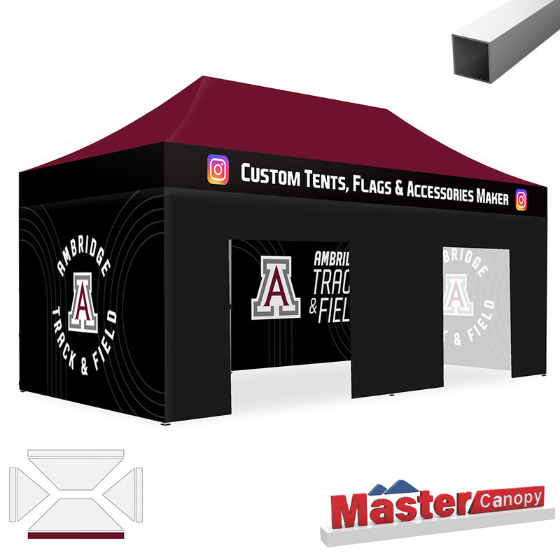 Load image into Gallery viewer, Mastercanopy Lite-30 Custom Canopy Tent Deluxe Easy Pop‑up Personalized 10x10, 10x15, 10x20
