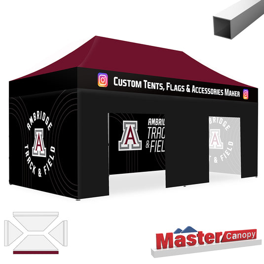 Mastercanopy Lite-30 Custom Canopy Tent Deluxe Easy Pop‑up Personalized 10x10, 10x15, 10x20