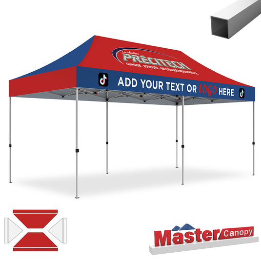 Mastercanopy Lite-30 Custom Canopy Tent Deluxe Easy Pop‑up Personalized 10x10, 10x15, 10x20