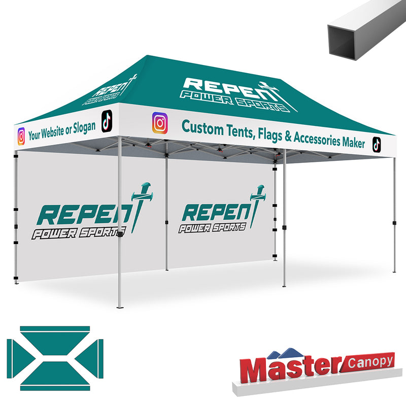 Load image into Gallery viewer, Mastercanopy Lite-30 Custom Canopy Tent Deluxe Easy Pop‑up Personalized 10x10, 10x15, 10x20
