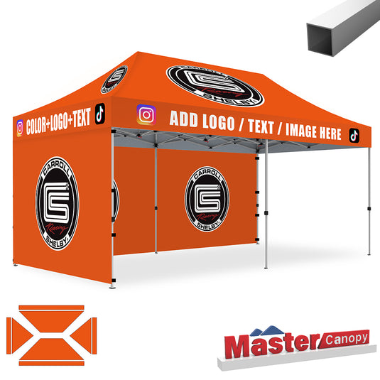 Mastercanopy Lite-30 Custom Canopy Tent Deluxe Easy Pop‑up Personalized 10x10, 10x15, 10x20