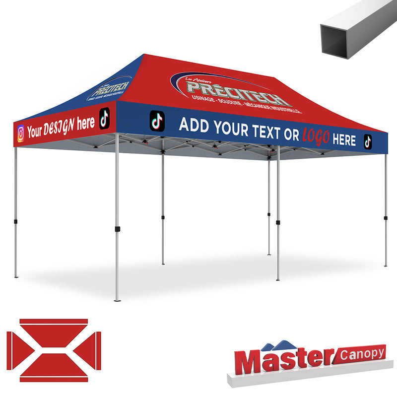 Load image into Gallery viewer, Mastercanopy Lite-30 Custom Canopy Tent Deluxe Easy Pop‑up Personalized 10x10, 10x15, 10x20
