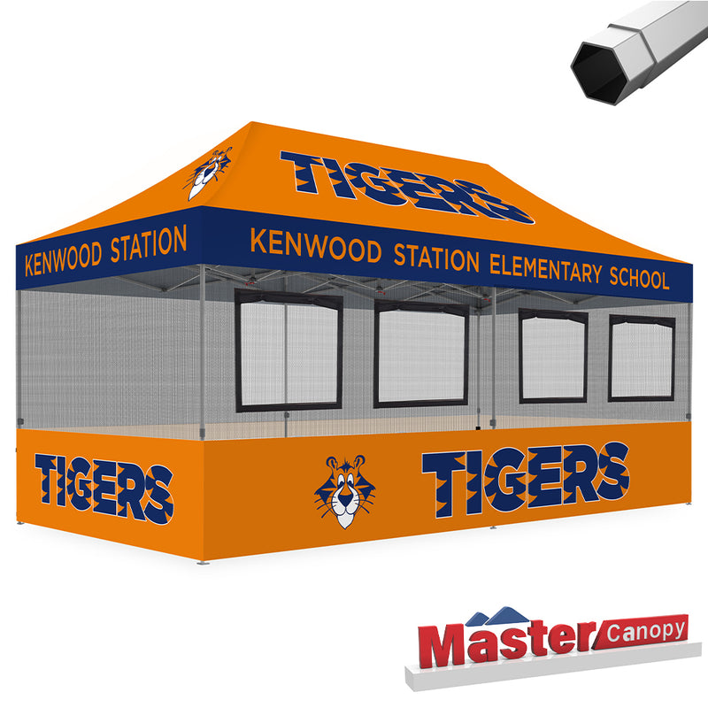 Load image into Gallery viewer, Custom Canopy Tent Food Booth with Serving Windows &amp; Mesh
